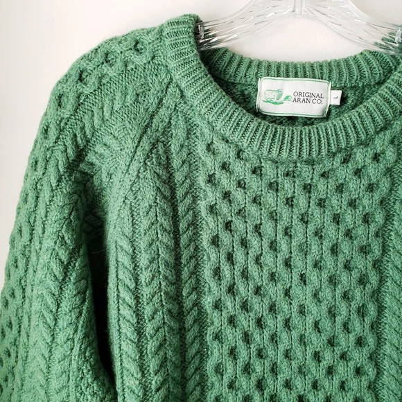 Original Aran Co. Green Merino Wool Sweater - Picture 3 of 14
